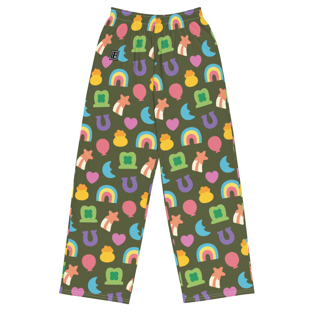 Lucky Puffalumps Green unisex wide-leg Prejama pants