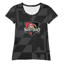 Load image into Gallery viewer, MVP Shield and Flag All-Over Print Women&#39;s Athletic T-shirt
